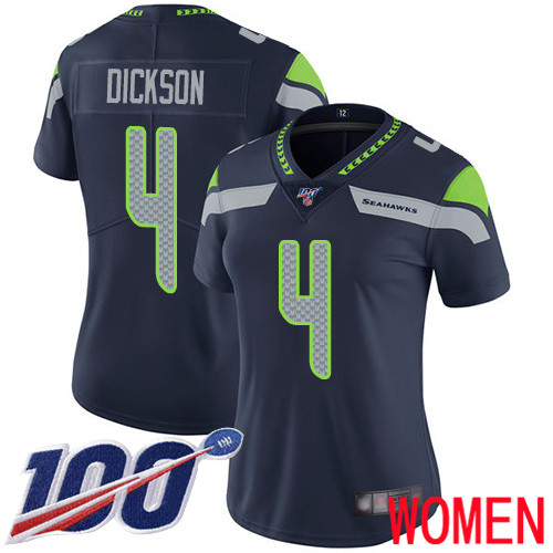 Seattle Seahawks Limited Navy Blue Women Michael Dickson Home Jersey NFL Football #4 100th Season Vapor Untouchable